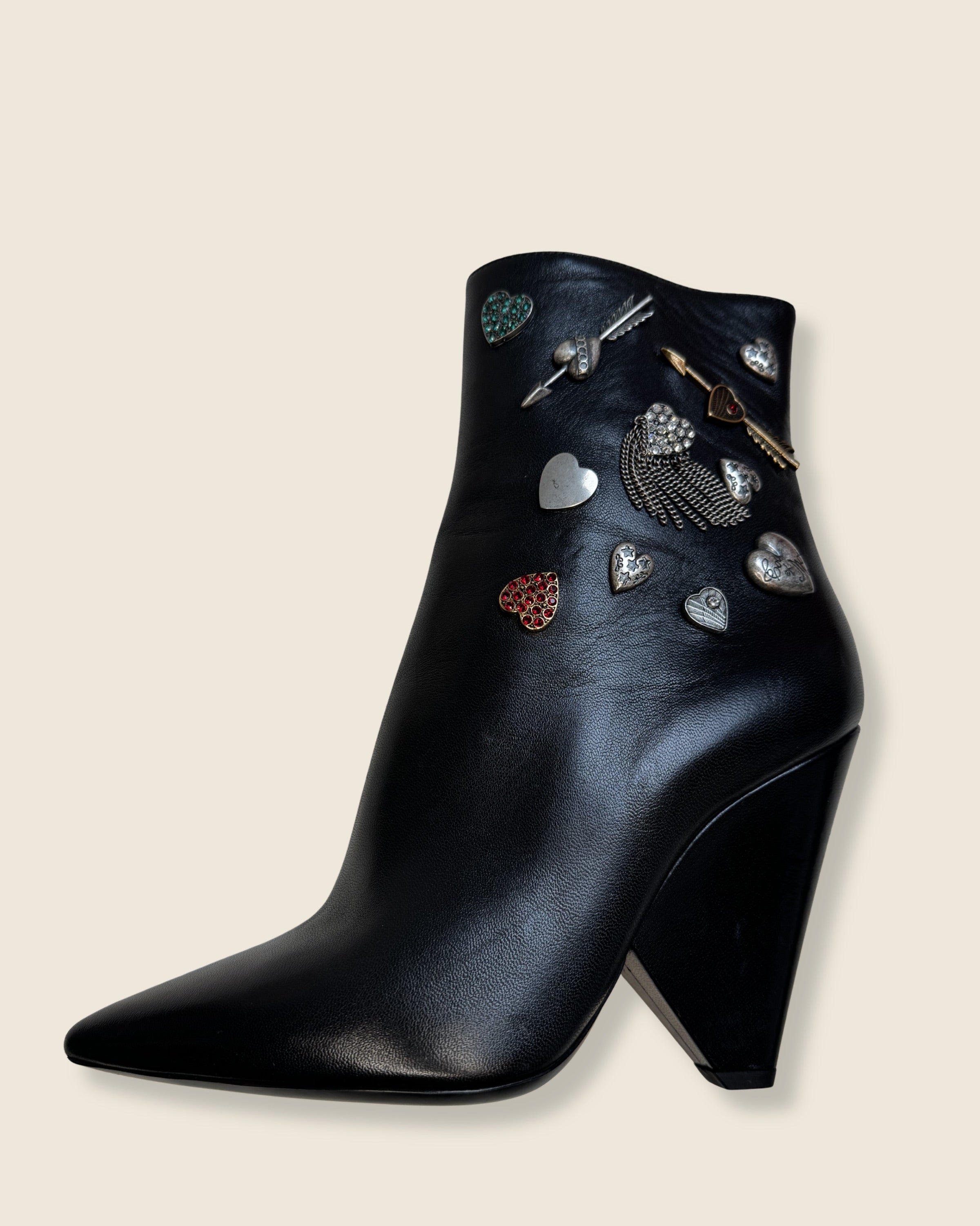 Tweedehands Saint Laurent Niki zwarte laarzen detail charm