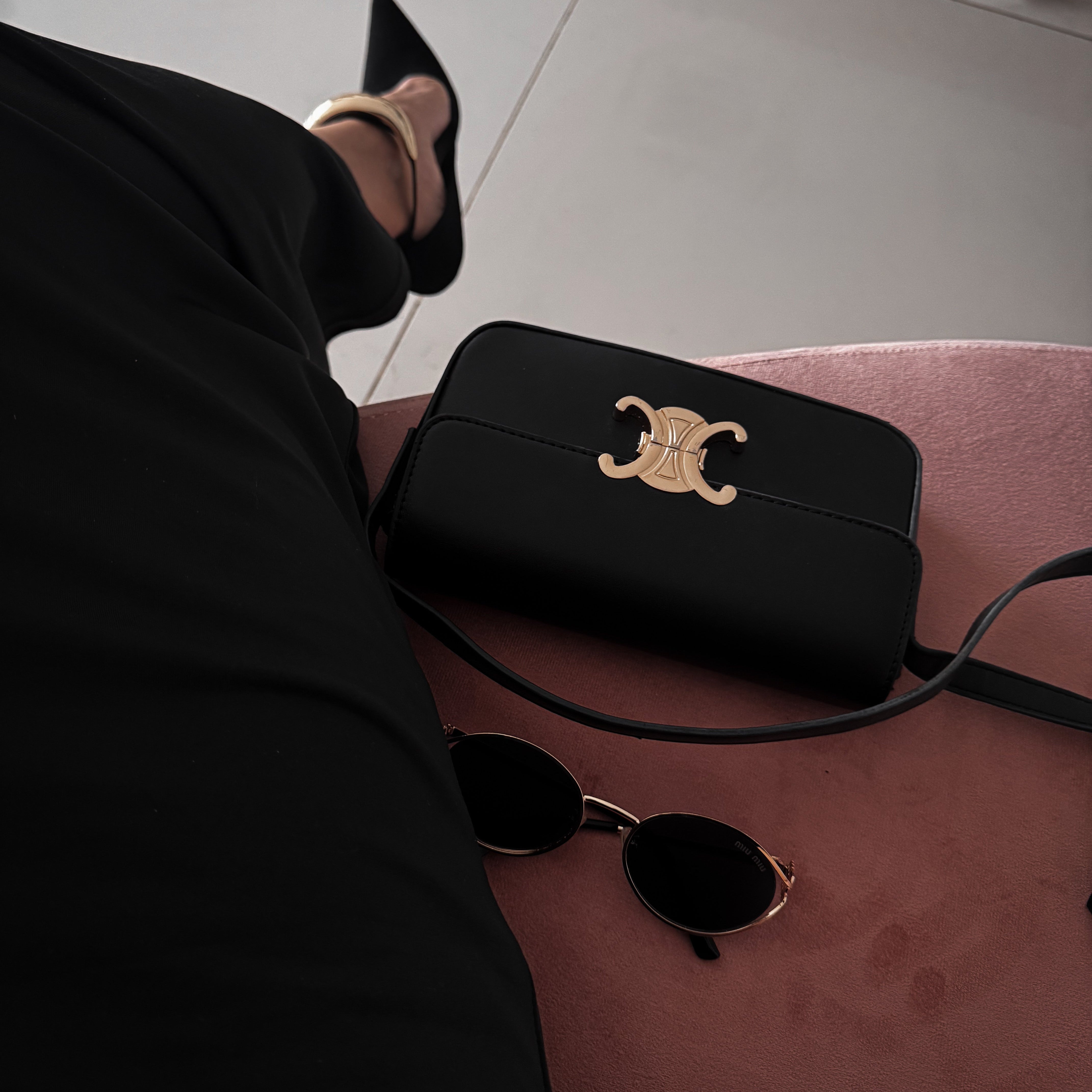 zwarte met gouden celine tas